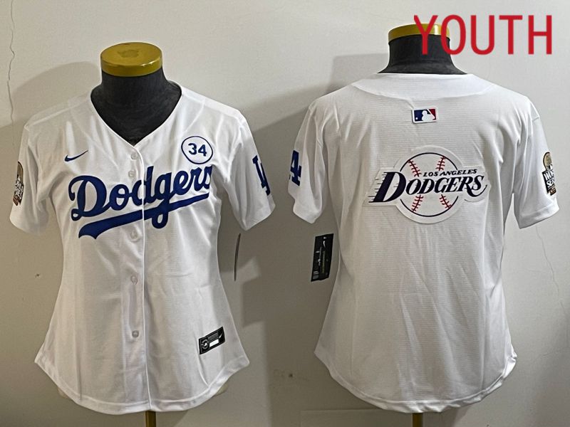 Youth Los Angeles Dodgers Blank White Game 2024 Nike MLB Jersey style 11218